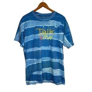 Miro Men's T-shirt Large Blue Tie Dye Vintage 90s Talk To The Hand Embroidery